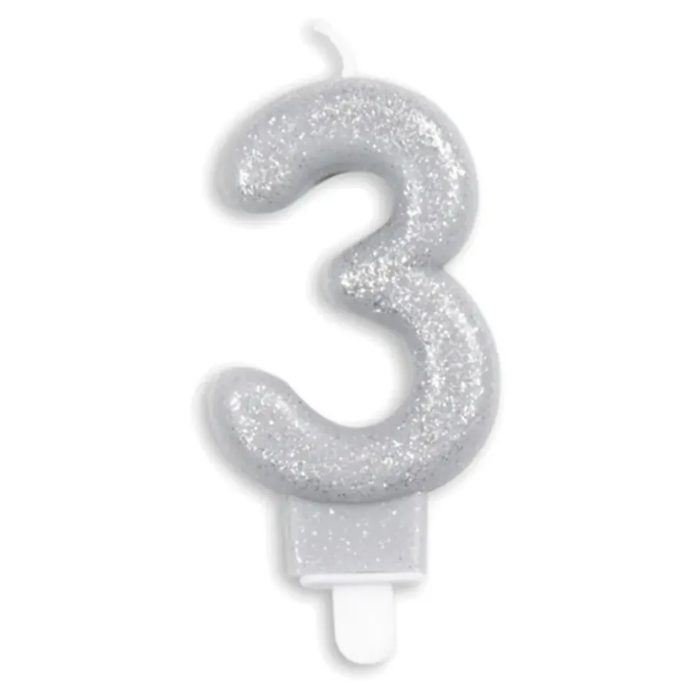 Tårtljus Siffra Glitter Silver