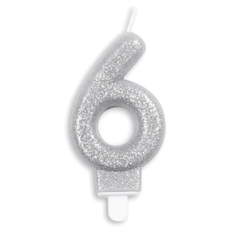 Tårtljus Siffra Glitter Silver