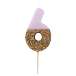Tårtljus Siffra Ljusrosa/Guldglitter