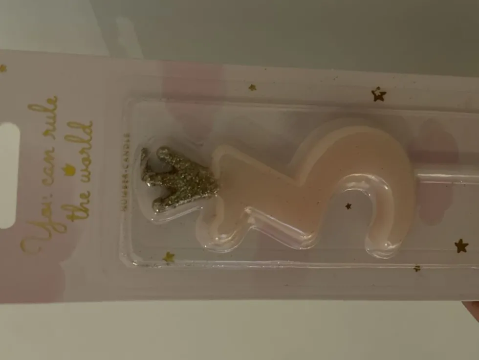 Tårtljus Siffra med Krona Rosa