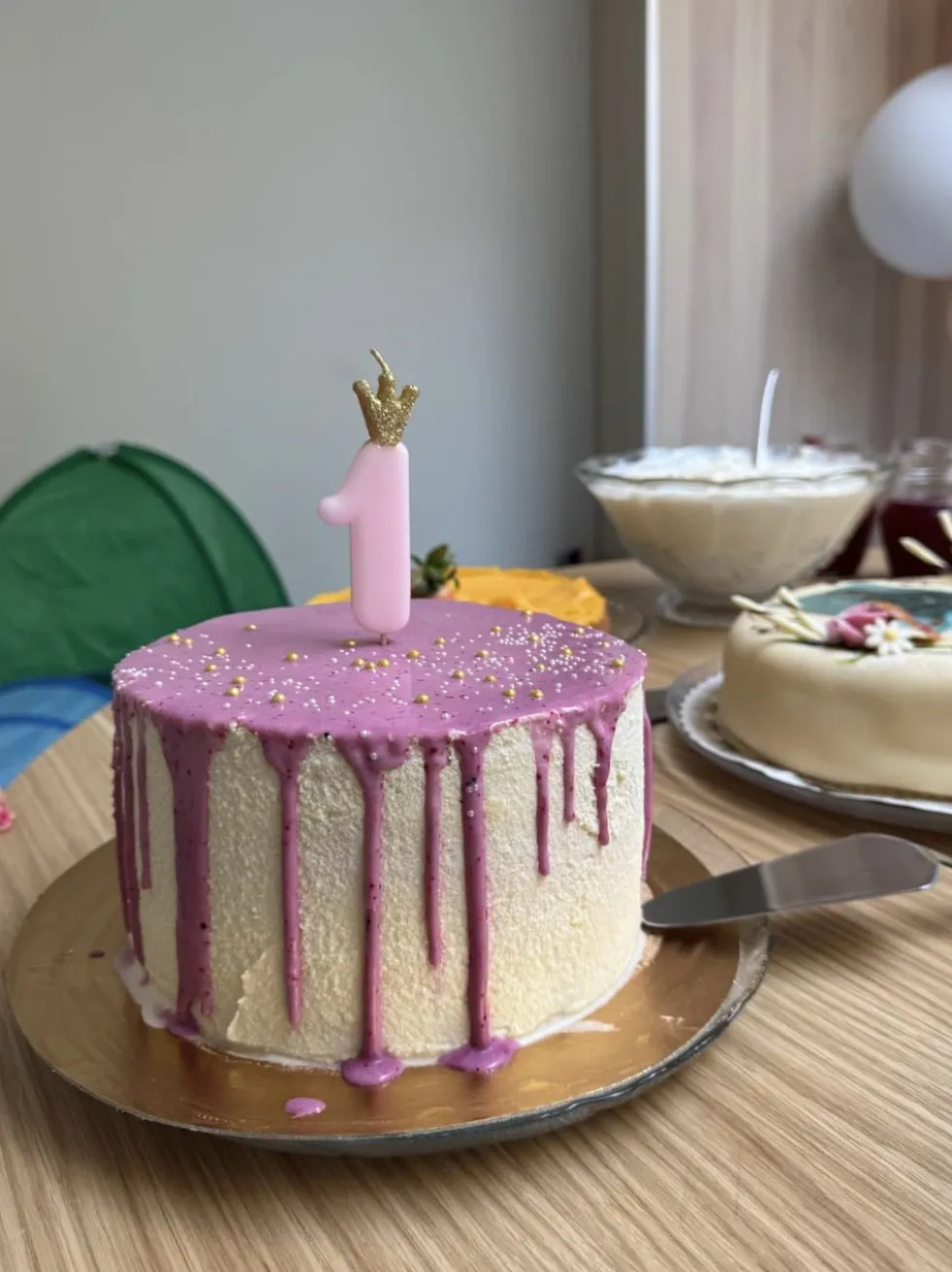 Tårtljus Siffra med Krona Rosa
