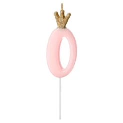Tårtljus Siffra med Krona Rosa
