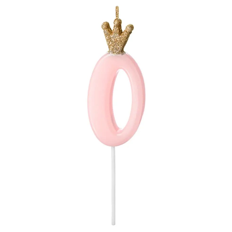 Tårtljus Siffra med Krona Rosa