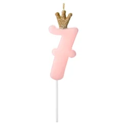Tårtljus Siffra med Krona Rosa