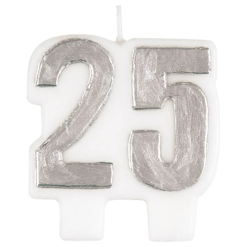Tårtljus Siffra 25 Silver