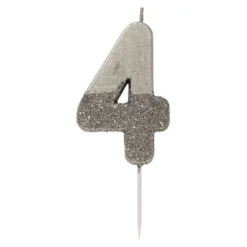 Tårtljus Siffra Silver/Glitter