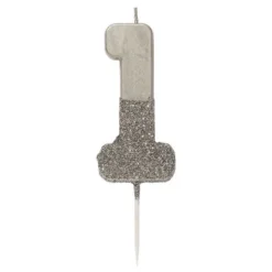 Tårtljus Siffra Silver/Glitter