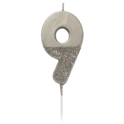 Tårtljus Siffra Silver/Glitter