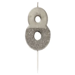 Tårtljus Siffra Silver/Glitter