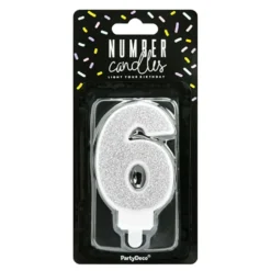 Tårtljus Siffra Silver Glitter