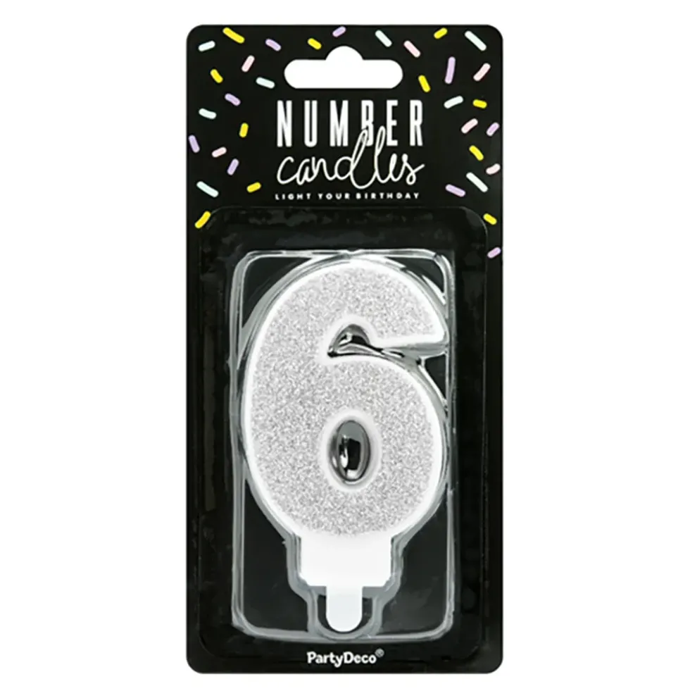 Tårtljus Siffra Silver Glitter