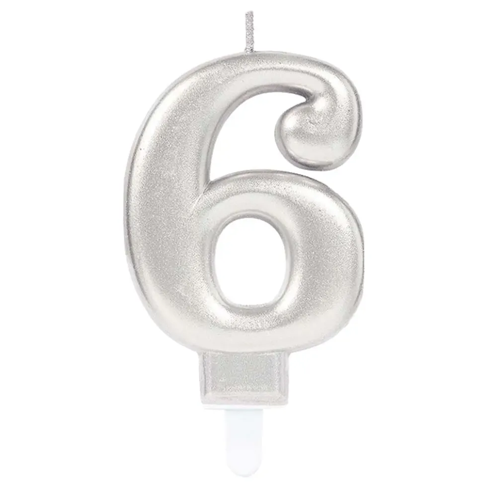 Tårtljus Siffra Silver Metallic