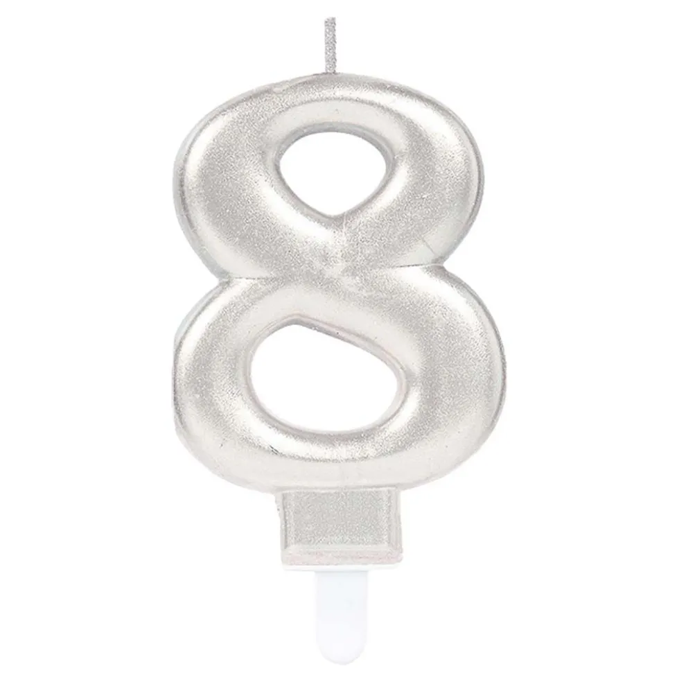 Tårtljus Siffra Silver Metallic