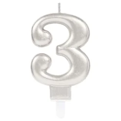 Tårtljus Siffra Silver Metallic