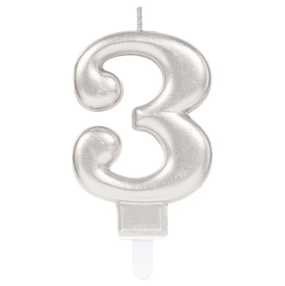 Tårtljus Siffra Silver Metallic