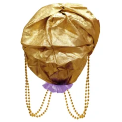 Turban Guld med Fjäder