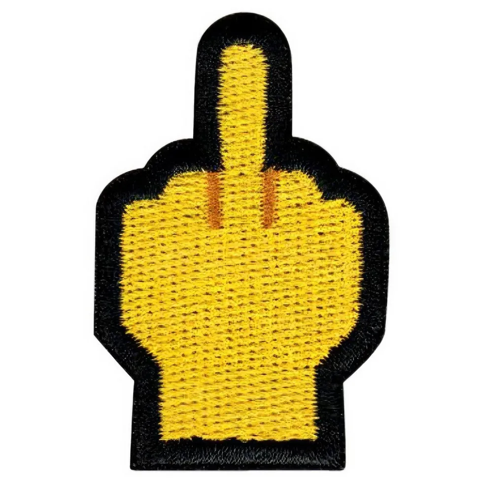Tygmärke Emoji Mittfinger