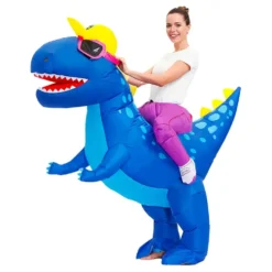 Uppblåsbar Ridande Dinosaurie Blå Maskeraddräkt