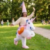 Uppblåsbar Ridande Unicorn Barn Maskeraddräkt