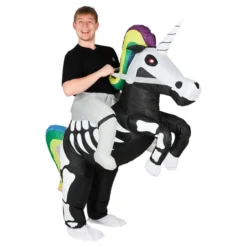 Uppblåsbar Ridande Unicorn Skelett Maskeraddräkt