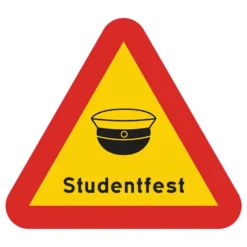 Varningsskylt Studentfest