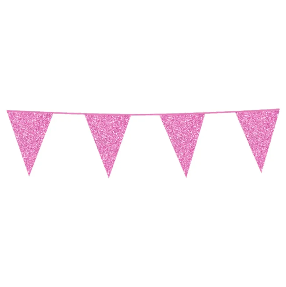 Vimpelgirlang Glitter Ljusrosa