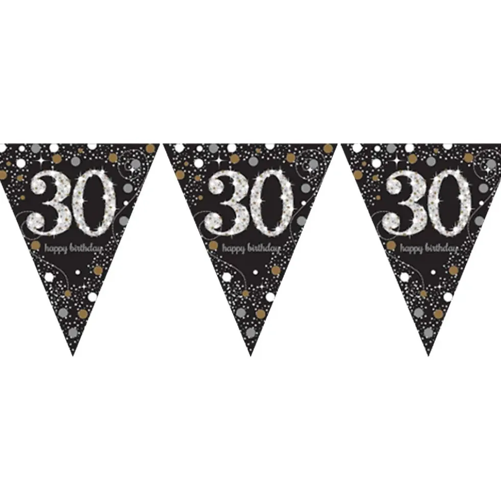 Vimpelgirlang 30 Guld/Silver Glitter