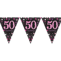 Vimpelgirlang 50 Svart/Rosa Glitter