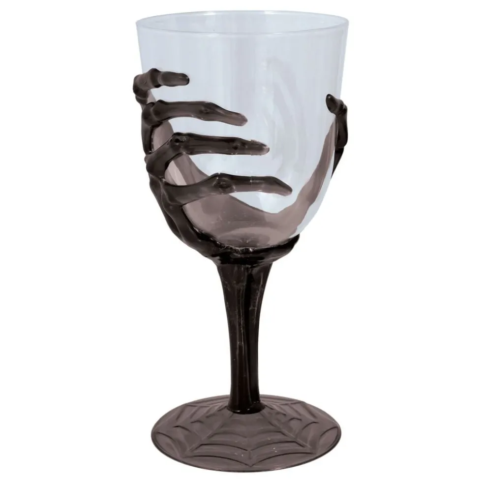 Vinglas med Skeletthand