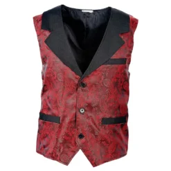 Vintage Jacquard Väst Vinröd