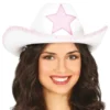Vit Cowboyhatt med Rosa Stjärna