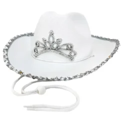 Vit Cowboyhatt med Tiara